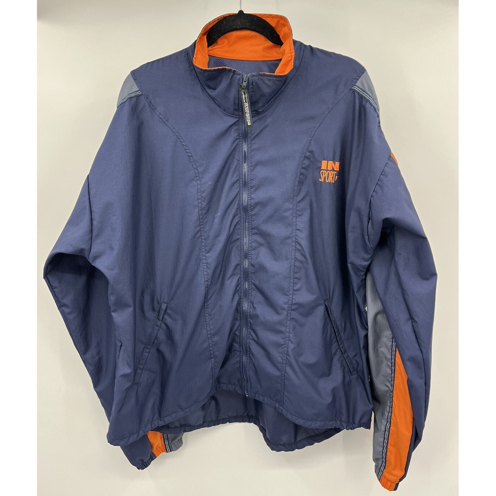 Vintage InSport Windbreaker Jacket Men's XL Made In USA Navy Orange